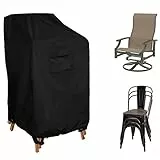 WOMACO Stapelbare Abdeckung für Terrassenstuhl, wasserdicht, stapelbar, hohe Rückenlehne, wasserabweisend, für Außenmöbel, hoher Stuhlschutz (1 Packung – 74,9 cm L x 74,9 cm B x 119,4 cm H, schwarz)
