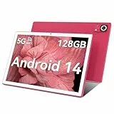 ANTEMPER Tablet 10 Zoll, Android 14 Tablets PC mit 128GB ROM + 8GB RAM (1TB TF), 5G WLAN Octa-Core, 1280x800 IPS, 13MP+8MP, Face ID, GMS, GPS, 7000mAh, Rosa