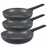Russell Hobbs COMBO-8694 Bratpfannen-Set - 10 x härtere Antihaft*, induktionsgeeignet, leistungsstark, leicht zu reinigen, Metall-Utensiliensicher, wenig/kein Öl, 5 Jahre Garantie, 20/24/28 cm, Shield