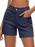 Alaster Queen Dame Shorts Einfarbig Lounge mit Taschen Kurze Hose Damen Sommer Lose Shorts Marineblau L