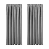 BellaHills Verdunkelungsvorhänge Wärmeisolierte Fensterbehandlung Massiver Bleistiftfalten-Verdunkelungsvorhang für Wohn- / Schlafzimmer Grau, 183cm x 117cm(H x B)