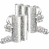Silvester Deko 2026 Luftschlangen Metallic Silber – 5 Rollen mit 18 Glitzernden Luftschlangen für Neujahr und Geburtstag –5STK–