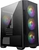 MSI MAG FORGE M100R Mini-Tower PC-Gehäuse, gehärtetes Glas, unterstützt Micro-ATX & Mini-ITX, Mesh-Front, 4x 120mm ARGB Lüfter mit Hub Controller, Magnetischer Staubfilter, USB 3.2 Gen 1 Typ-A