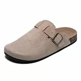 Clogs für Damen und Herren, Leder Hausschuhe mit Fußbett, Geschlossene Pantoletten und Gartenschuhe Sommer Sandalen in den Größen 35-45