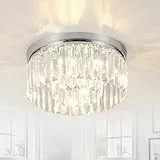 Rayofly Modern Kristall Kronleuchter, 6-flammig Kristall Deckenleuchte Wohnzimmer, Glas Deckenlampe Wohnzimmer, Chrom Modern Glas Deckenlampe für Schlafzimmer, Küche, Flur, G9