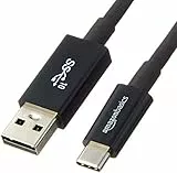 Amazon Basics USB-C-auf-USB-A 3.1 Gen 2 Adapter-Ladekabel, Schnellladegerät, 10 Gbit/s High-Speed, USB-IF-Zertifiziert, kompatibel mit iPhone 16/15, iPad, Tablets, Laptops, 0.9 m, Schwarz