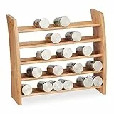Relaxdays Gewürzregal Bambus, 5 Etagen, Küchenregal stehend, HxBxT 36 x 40,5 x 16 cm, Gewürzständer Arbeitsplatte, Natur