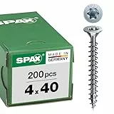SPAX Universalschraube, 4,0 x 40 mm, 200 Stück, T-STAR plus, Senkkopf, Vollgewinde, 4CUT, WIROX A3J, 1191010400403