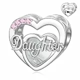 LANBEIDE Tochter Charms für Pandora Charms, 925er Sterlingsilber Liebes Herz Beads Familien Beads für Pandora Armband, Geburtstagsgeschenke für Frauen und Mädchen