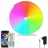 Segrass 5M LED Neon Strip, 24V Band, Fernbedienung/APP Steuerung, Flexible RGB Streifen, IP65 Wasserdicht, Für Schlafzimmer, Raum Und Außendekoration