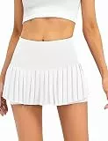 Ycfish Damen Tennisrock mit Hose Plissierter Minirock Sportrock Golfrock Tennis Golf Sport Workout Laufrock Sommerrock mit Taschen White M-Tag DE S