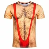RAISEVERN T-Shirt Herren Weihnachten Rot Lustig 3D Druck Tshirt Junge Brusthaare Hässlich Coole Männer Jugendliche Party Geschenk Bekleidung, M