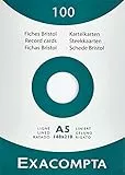 Exacompta 13808B 100er Pack Karteikarten liniert DIN A5 in Kartonschachtel 14,8 x 21cm ideal für die Schule und Universität zum Lernen weiß