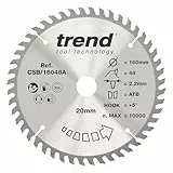 Trend Holz Kreissägeblatt, 160mm Durchmesser, 20mm Bohrung, 48 Zähne, HW, 2,4mm Schnittbreite, +15° Haken, CSB/16048