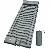 Yuzonc Isomatte Selbstaufblasend, 10cm Dicktes Luftmatratze Camping mit Fußpresse Pumpe, Kleines Packmass Camping Matratze Kompakte und Leichte für Outdoor, Grau