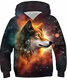 Goodstoworld 3D Pullover Kinder Wolf Druck Jungen Pulli Mädchen Hoodie Sweatshirt Kinder Galaxi Kapuzenshirt Kapuzenpullover Coole Lustig Pulli 12-13 Jahre