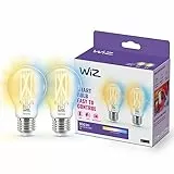 WiZ Tunable White LED Lampen E27 2er-Pack (806 lm), 60 W transparente Filament Lampen mit warm- bis kaltweißem dimmbarem Licht, smarte Lichtsteuerung über WLAN per Stimme/App