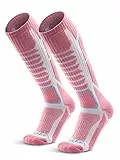 WEIERYA Damen Skisocken, Thermisch Gepolsterte Ski Socken für Skifahren, Snowboarden und Outdoor Wintersport, Rosa 2 Paar(41-44)