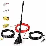 DAB Antenne, DAB+ Autoantenne mit SMB/SMA Adapter, Universeller Dach-Digitalradioempfänger-Verstärker mit 5M-Verlängerungskabel für FM AM/DAB+ Radio Pioneer, Clarion, JVC, Sony