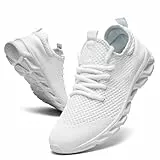 Tvtaop Herren Tennisschuhe Athletic Running Shoes Lightweight Sneakers Rutschfeste Walking Gym Schuhe, Weiß, 43 EU