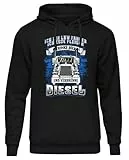 Fleisch, Bier & Diesel Herren Kapuzenpullover | LKW Fahrer Pullover LKW Fahrer Geschenke Brummifahrer Fernfahrer Trucker Hoodie | Schwarz (XL)