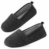 EverFoams Damen Gemütliche Memory Foam Hausschuhe, Leichte Frottee Halbschuhe mit Rutschfester Gummisohle Schwarz,38 EU