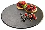 APS 975 Tortenplatte/Servierplatte, drehbar, Ø 32 cm, Höhe: 2,5 cm, Naturschieferplatte, Schiefer-Materialstärke 6-9 m