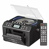 Retekess TR642 CD Player mit Kassette, Boombox Kassettenspieler, AM FM Radio, Drahtlose Verbindung, 5000mAh wiederaufladbare Akk, AUX/USB/TF/Kopfhörer, Stereo, Geeignet für Familienfeiern