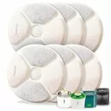 PewinGo Katzenwasserbrunnen Ersatzfilter, 6 Packungen Haustierbrunnenfilter Triple Action mit Harz und Aktivkohle, kompatibel für Wasserbrunnen 3L