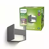 Philips Arbour LED-Wandleuchte, Outdoor-Leuchte, Außenbeleuchtung, 4,5 W, 1.000 lm, 2.700 K Warmweißes Licht, IP44-Wetterfest, Vertikales Licht, Integrierte LED, Langlebig, Aluminium, Anthrazitgrau