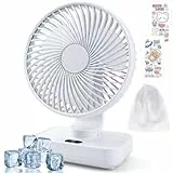 IGUGI USB Ventilator,Tischventilator Leise,Mini Ventilator,Tragbarer Tischventilator,Starkem Luftstrom Automatisch Oszillierend,4 Geschwindigkeiten,Fan für Camp,Büro,Bibliothek und Zuhause,Weiß