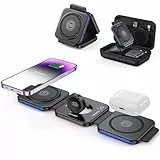 ZUMSEY 3 in 1 Faltbare Kabellose Ladestation, Induktive Ladestation für Apple Watch und iPhone, Wireless Charger für iPhone 16 15 14 13 12 11 Pro Max, für iWatch 10/9/Ultra/8/7/6/SE/5/4/3/AirPods