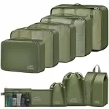 10 Stück Koffer Organizer, Packing Cubes, Packwürfel für Rucksack, Travel Organizer Packtaschen Set mit Kleidertaschen Schuhbeutel Wäschebeute Kosmetiktasche, Reise Gadgets-Grün