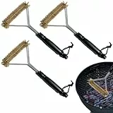 Grillbürste,3pcs Three-Sided Grill Brush Dreiseitige Grillbürste,Grillreiniger Bürste,Grill Reinigungsbürste,Triangel-Bürste BBQ,Grillbürste mit Messingborsten für Holzkohle Gas und Elektrogrill
