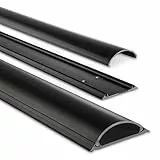 Kabelkanal selbstklebend, 100x7x2,1cm (Platz für bis zu 8 Kabel, 3M Klebestreifen, PVC, kürzbar, halbrund, für Schreibtisch, Wand, Sockel, Fußboden etc.) schwarz