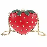 VALICLUD Damen Umhängetasche Erdbeer Form Kleine Crossbody Bag 5.31X4.72X2.76 Zoll Leichte Schultertasche Rot Für Alltag Party Geschenk