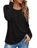 Totatuit Langarmshirt Damen Rundhals Stretch Tunika Tshirts Langarm Oberteile Casual Basic Tops
