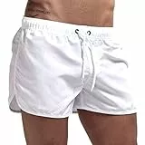 Badehose Herren Kurz Badeshorts Männer Badeshorts Jungen Schwimmhose Schnelltrocknend Boardshorts Urlaub Freizeit Short Boardshorts Boxer Badepants für Beach Hotspring Surfen Weiß M