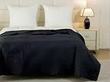 FEBE Tagesdecke Bettüberwurf 170x200 cm Schwarz Überwurfdecke Sofadecke Sofaüberwurf Flauschig Mikrofaser Zimmer Deko Throw Blanket