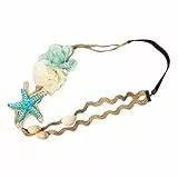 FRCOLOR Hochzeit Braut Stirnband Damen, Strand Seestern Muschel Haarband, Elastisches Kopfband FüR Karneval Und Party