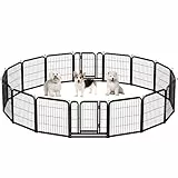 Yaheetech 16-teilig Hundelaufstall 63cm hoch, Hundezaun mit 2 Türen, Welpenlaufstall für Garten, Automatische Verriegelung, Flexibel und faltbar, Für Hund Katze Welpe Kaninchen Meerschweinchen