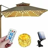 GAOUTO Solar Sonnenschirm Lichterkette, 104 LEDs Solar Sonnenschirm Beleuchtung mit Fernbedienung 8-Modus, Regenschirm Lichterkette, Wasserdichte Gartenleuchten für Campingzelte, Schirmdekoration