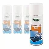 D.RECT Druckluftspray 4x400ml | Air duster PC Reinigungsset Druckluftreiniger | für: die Reinigung von Tastatur, Computer, Kamera, Handy | transparent