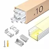 KSIBNW LED Profil Aluminium 1M 10Stück, U-Form Aluprofil Schiene Indirekte Beleuchtung Kanal mit Milchiger Abdeckung, Endkappen, Montageclips Diffusor für 8mm 10mm Breite LED Leiste Streifen Strip