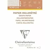 Clairefontaine 97135C Millimeterpapier Block verleimt (A4, 90 g, 50 Blatt) weiß