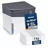 WENKO Raumentfeuchter Mod. Cube mit 1000 g Entfeuchter Granulat, für Räume bis 80 m³, beugt Schimmel und Gerüchen vor, ohne Strom, geräuschlos, nachfüllbar, Weiß
