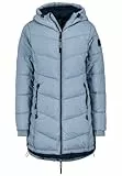 Sublevel Damen Winterjacke Stepp-Mantel mit Kapuze lang & tailliert, Outdoorjacke für Damen middle-blue M