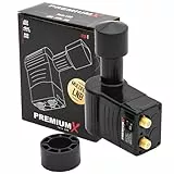 Premium X Rocket Twin LNB - 2Fach - für 2 Teilnehmer - 4K Full HD - mit Wetterschutz für Satellitenschüssel Digital TV Fernseher - Schwarz