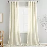 VOILYBIRD Natürliche Leinenstruktur Vorhänge mit Ösen Leinen Gardinen für Fenster Wohnzimmer (Creme, HxB 245x140 cm, 2 Stück)
