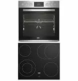 Beko BBUM12328X Einbauherdset Multifunktionsofen 8 Heizarten 72 l, Glaskeramik Kochfeld, SteamShine-Reinigungsfunktion, Edelstahl